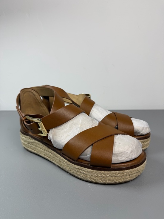 Michael Kors Shoes - Michael Kors Lynn Espadrille Woven Platform Wide Strap Sandals Size Brown 8M